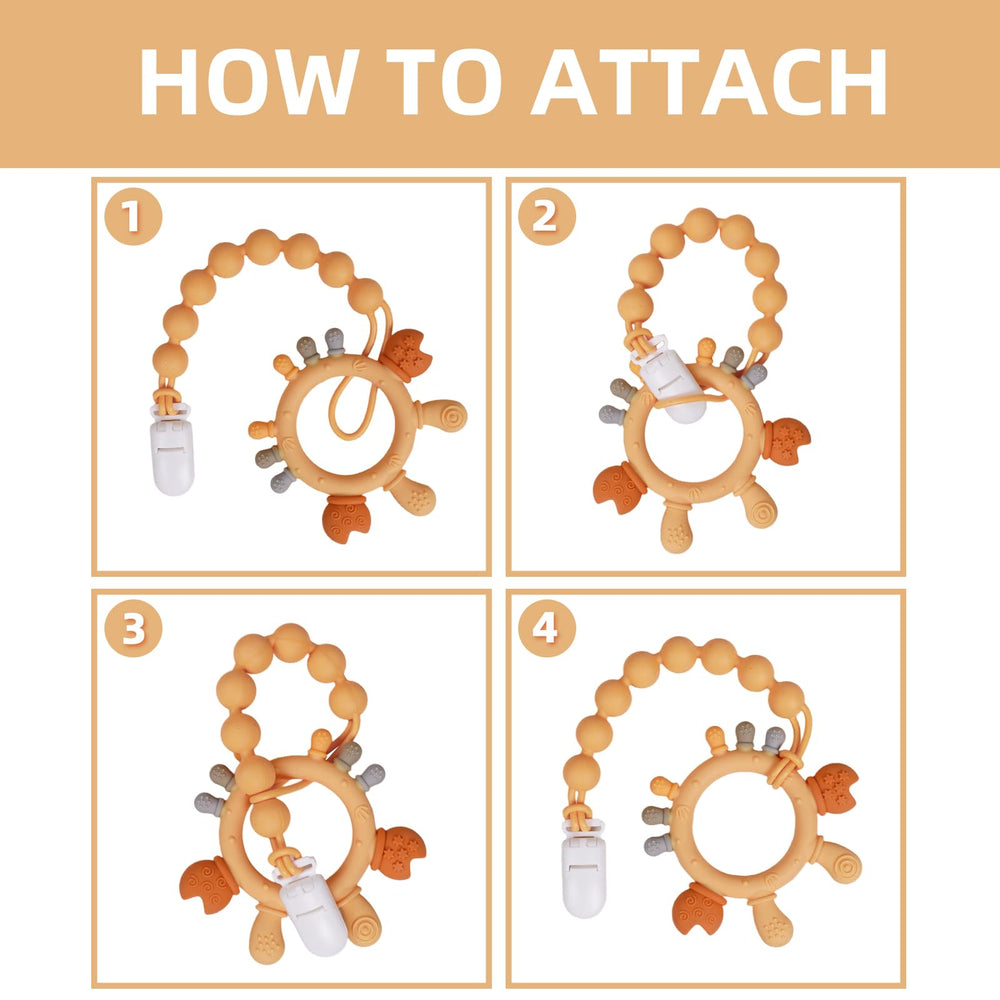 AmazingM yellow crab teether in silicone detail for chewing