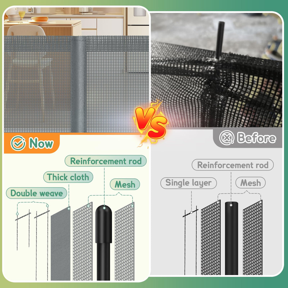 AMAZKRUS fiberglass rods close-up highlight the gate’s durable reinforcement.