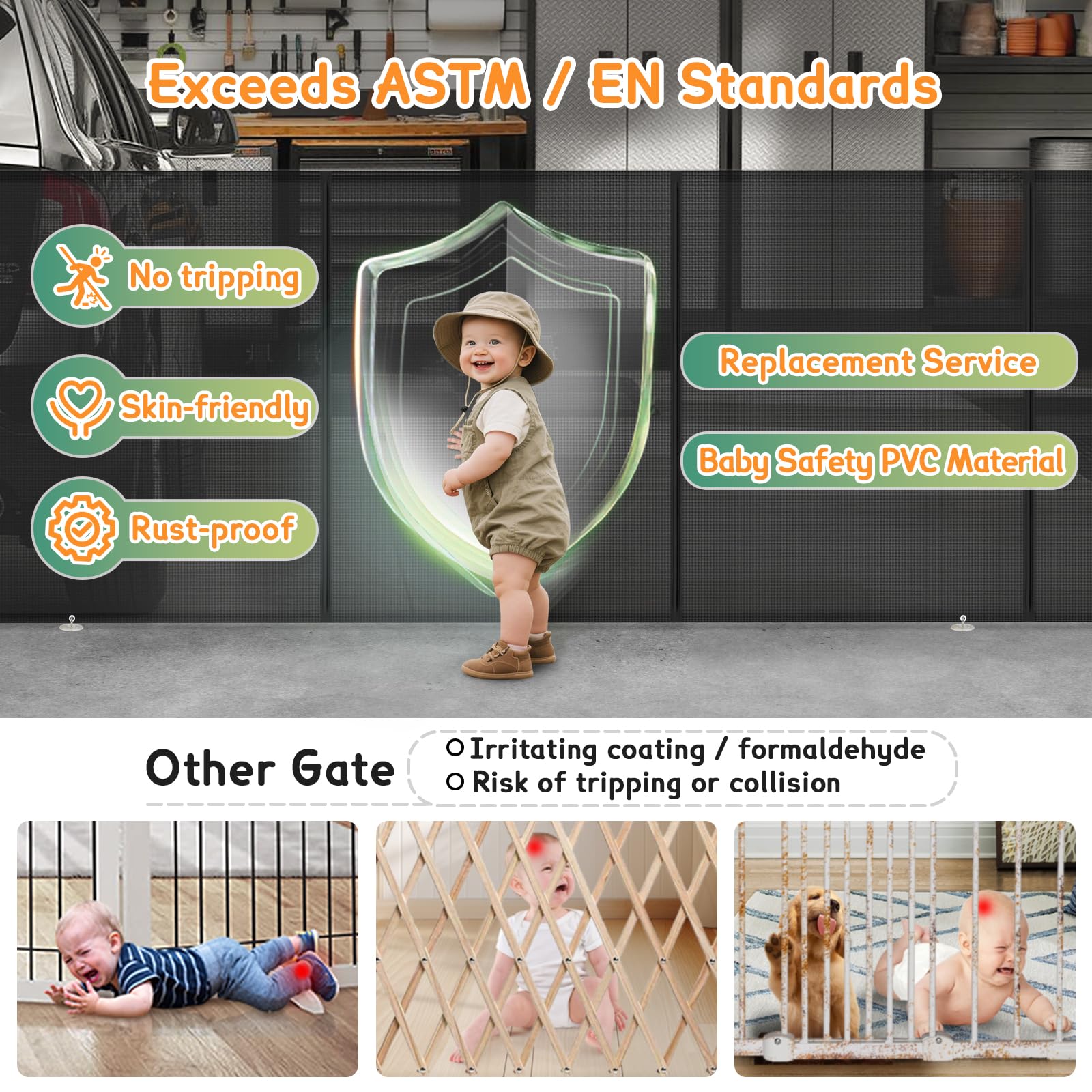 AMAZKRUS mesh gate with adhesive hooks for flexible setup