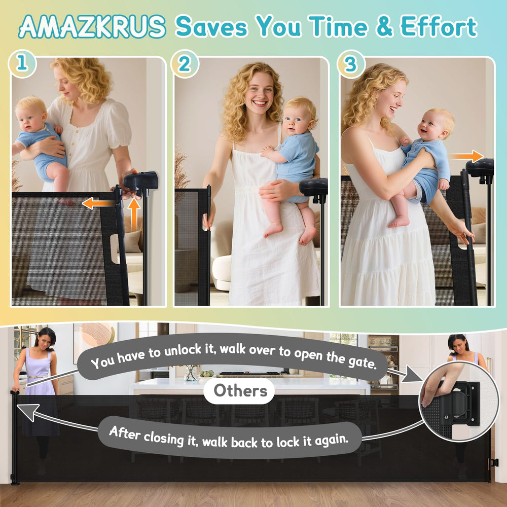 AMAZKRUS patio deck gate application for yard safety.