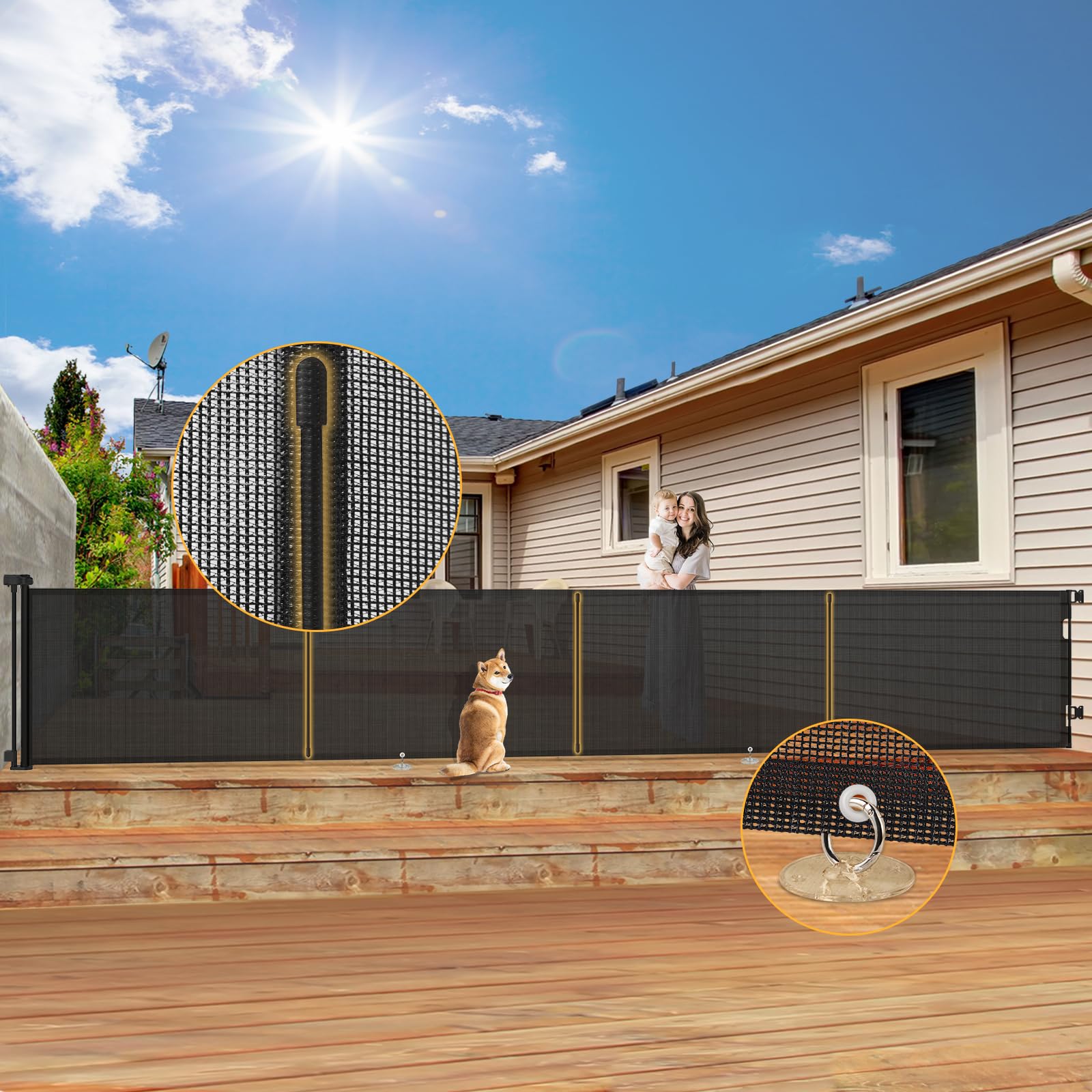 AMAZKRUS retractable baby gate: wide doorway coverage and secure boundary