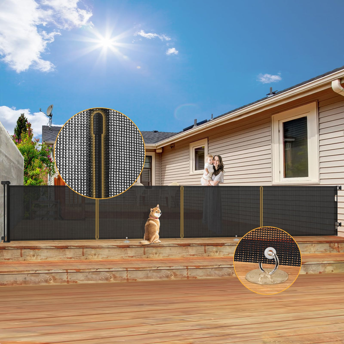 AMAZKRUS retractable baby gate: wide doorway coverage and secure boundary