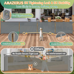 AMAZKRUS retractable gate 200-inch wide in hallway provides flexible boundary coverage.