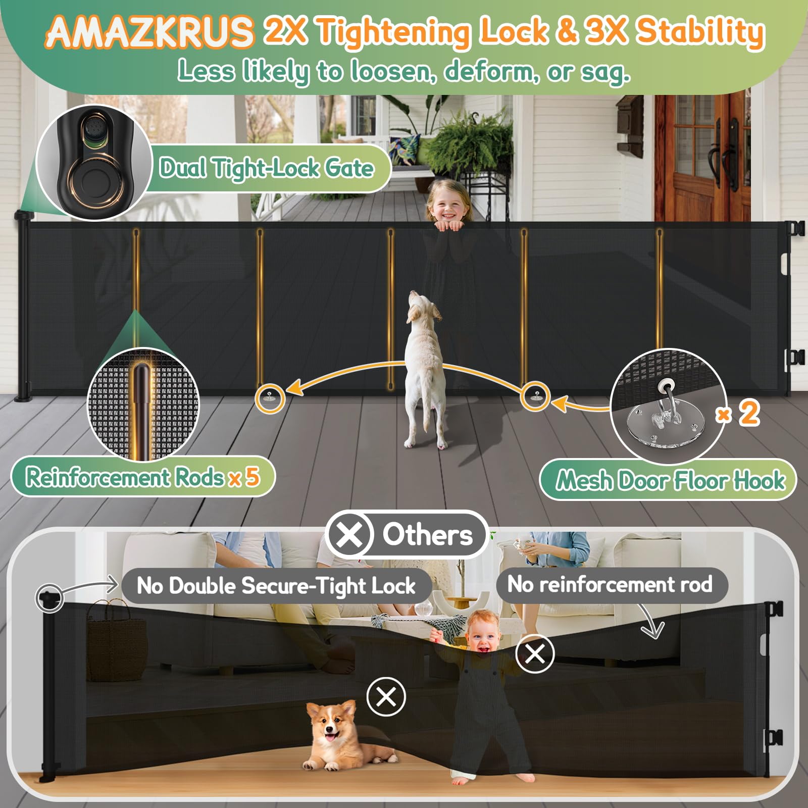 AMAZKRUS 34-inch tall gate fits many entryways to keep children safe