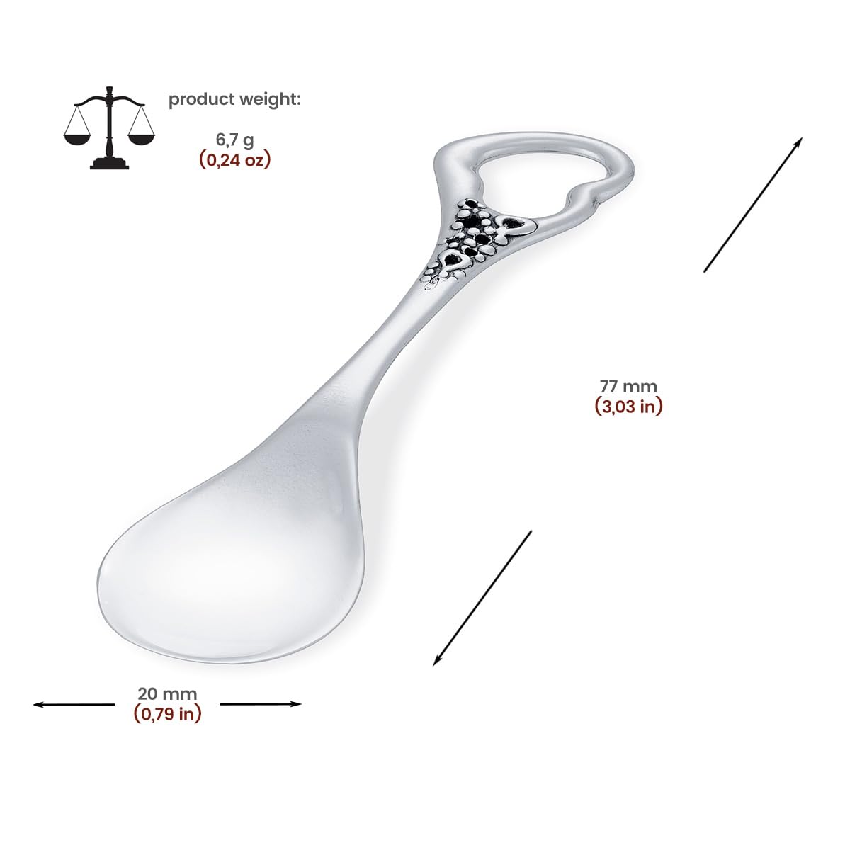 Ambedora silver spoon with stork and baby motif on bowl for christening