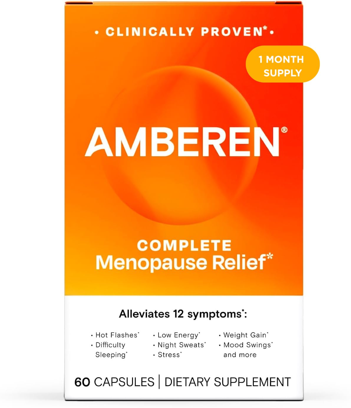 Amberen Balance bottle being poured for daily symptom support.
