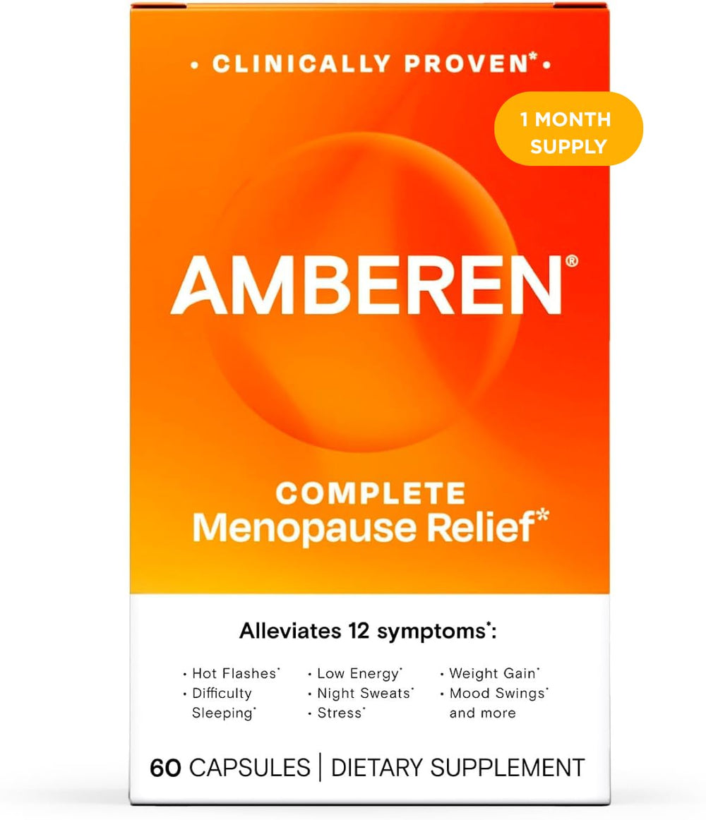Amberen Balance bottle being poured for daily symptom support.