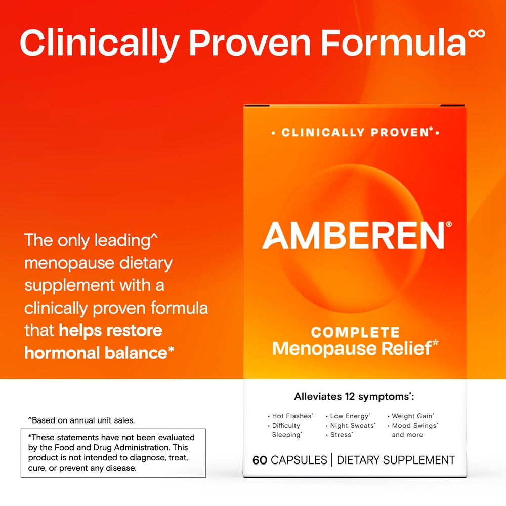Amberen clinical trial-inspired graphic suggesting multi-symptom relief.