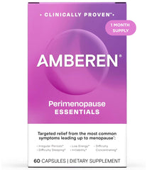 Amberen perimenopause bottle close-up highlighting label for hormonal balance support