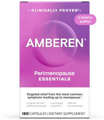 Amberen Perimenopause bottle front showing non-hormonal balance support for women.