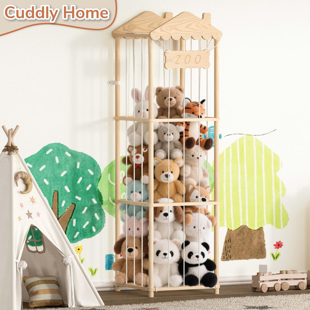 AMBIRD multi-functional storage holds blankets, pillows, dolls alongside plushies.