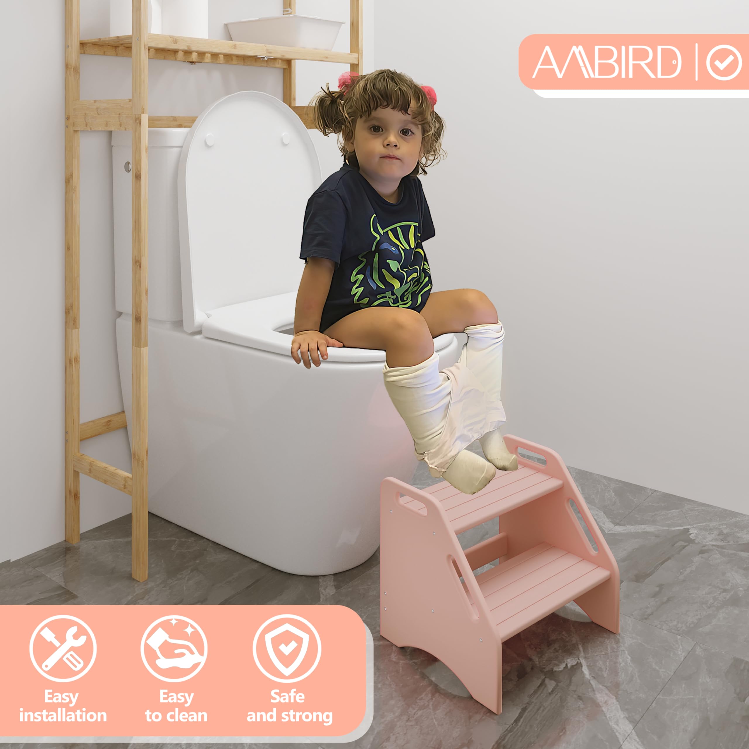 AMBIRD safety non-slip pads demonstrate reliable grip on bathroom or kitchen floors.