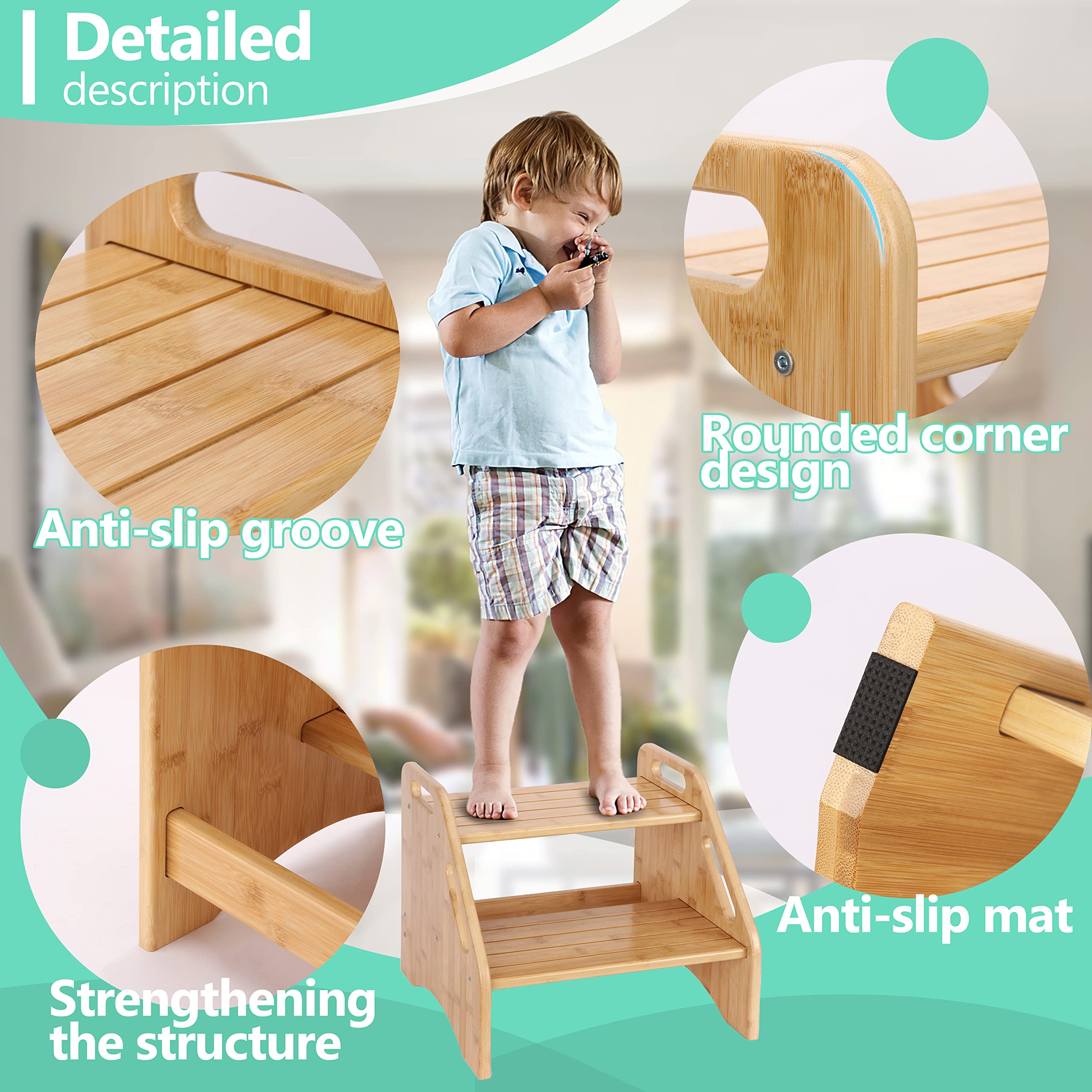 AMBIRD step stool with handles and armrests for safer use.