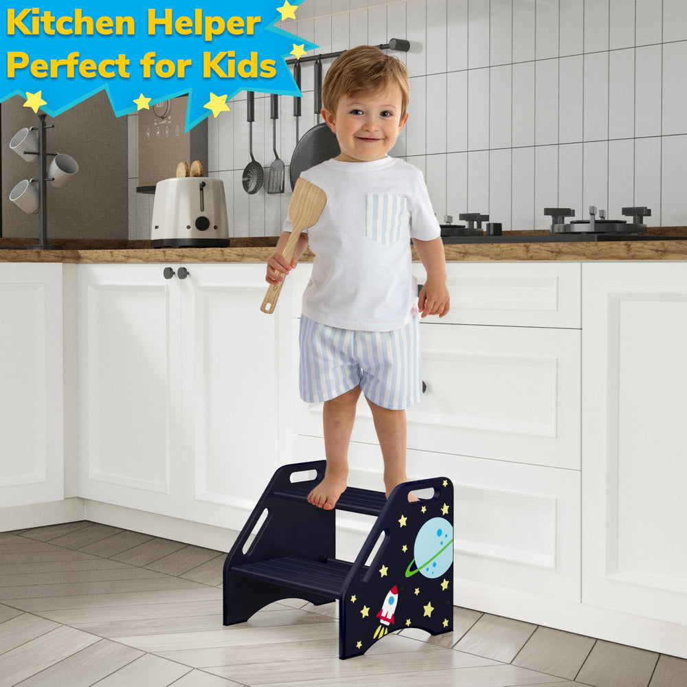 AMBIRD space-themed stool for multi-room use in bathroom, bedroom, kitchen, and play