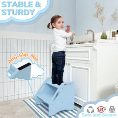 AMBIRD two step stool crossbar and four non slip pads enhance stability on floors