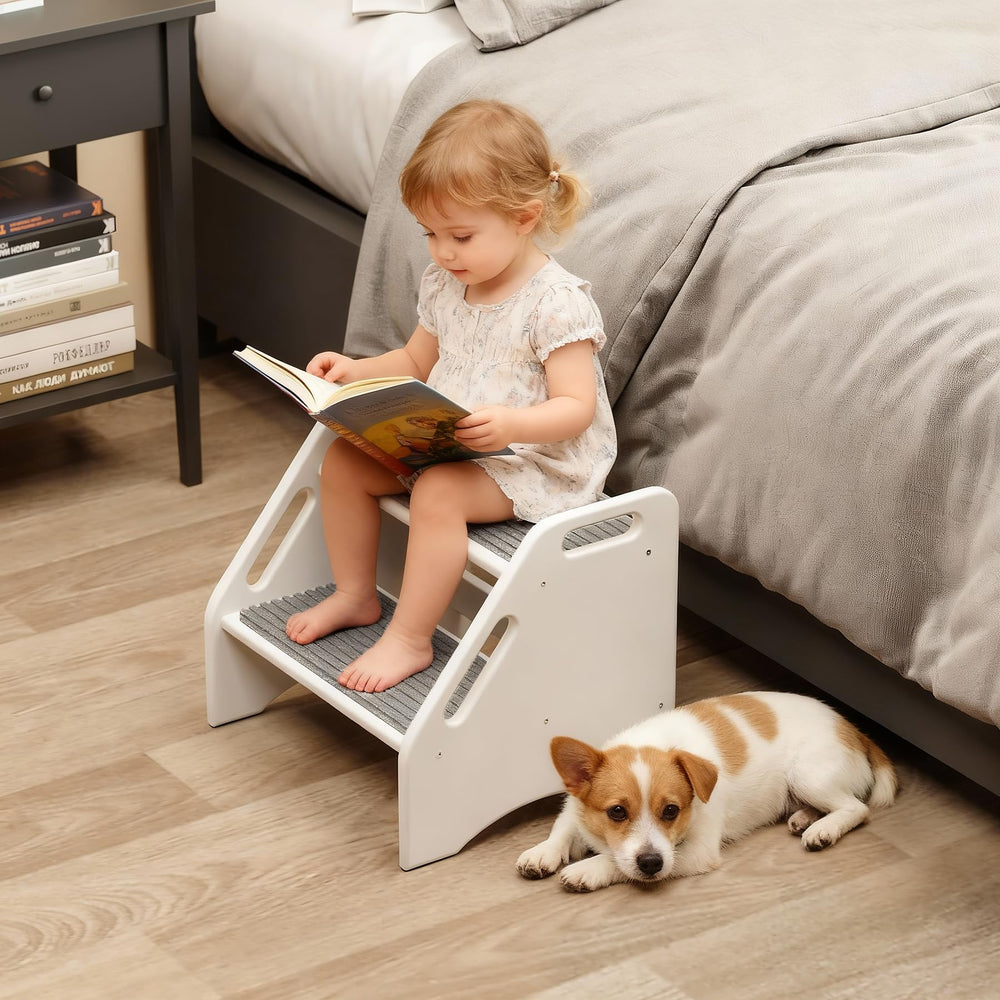 AMBIRD bamboo stool with washable mats keeps surfaces clean
