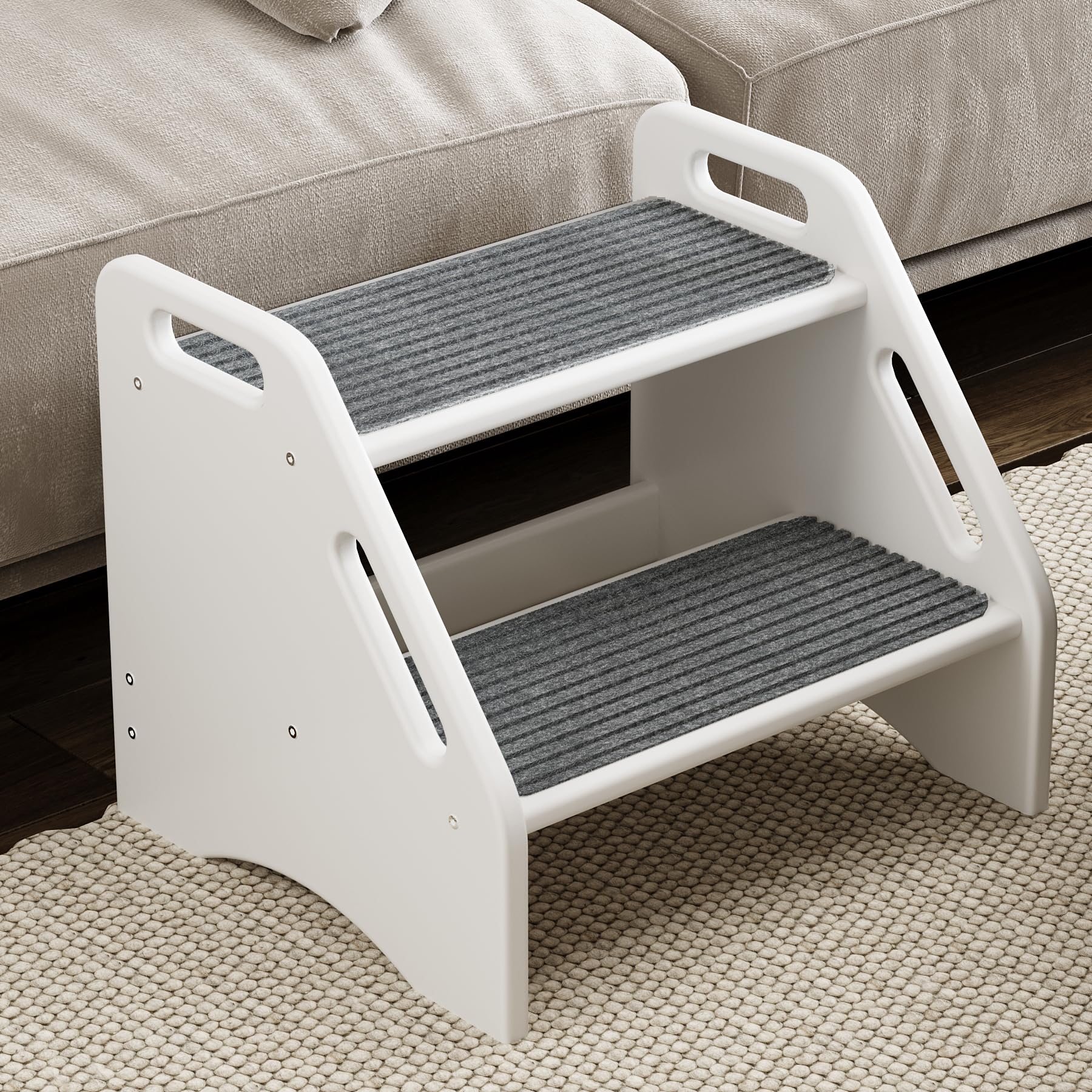 AMBIRD wooden step stool with removable mats for safer toddler access at home