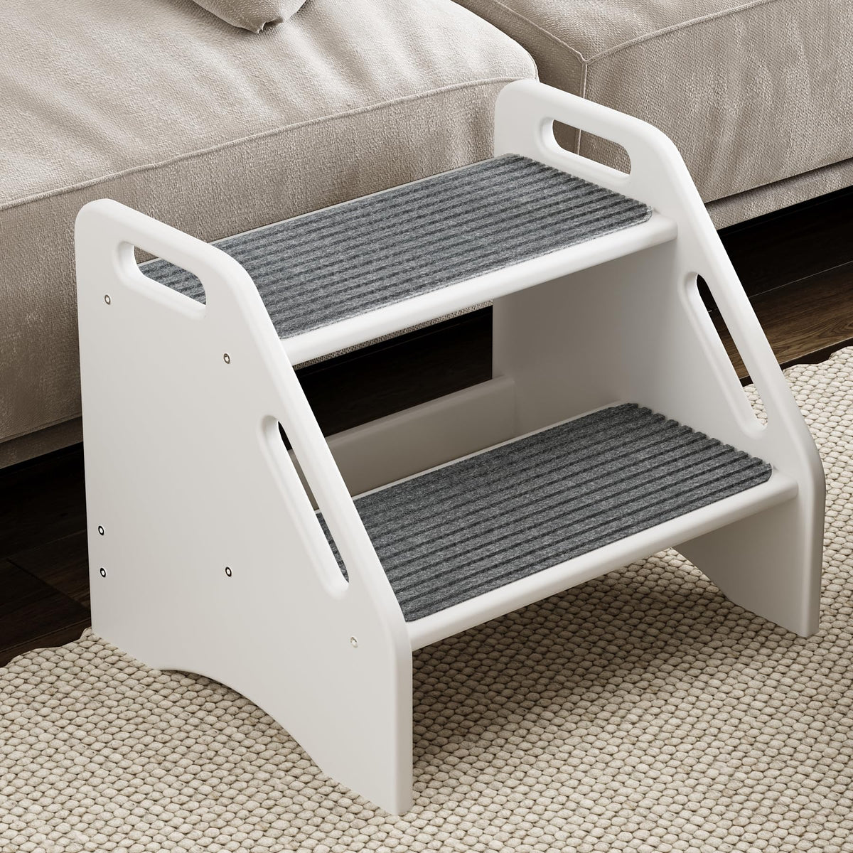 AMBIRD wooden step stool with removable mats for safer toddler access at home