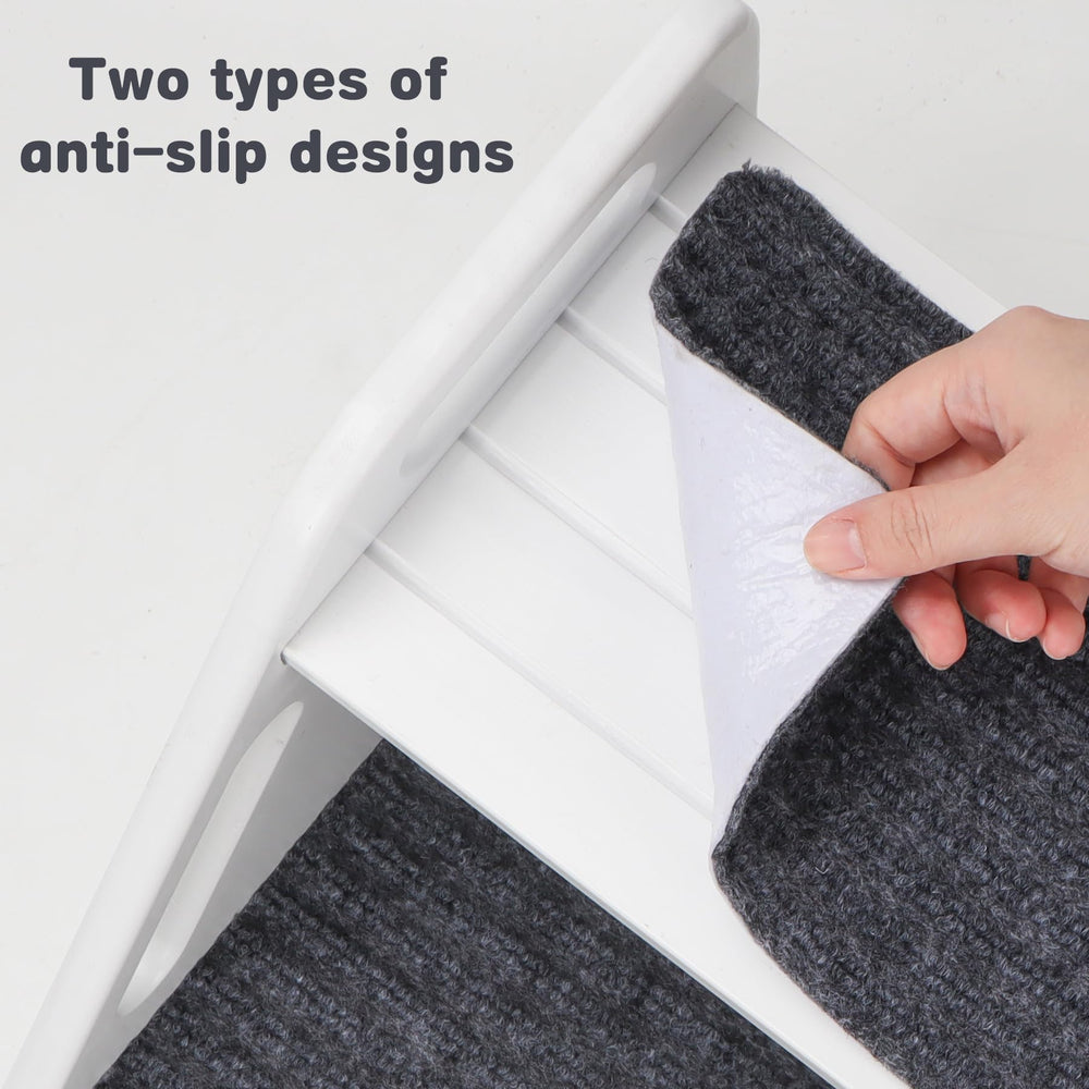 AMBIRD white step stool with gray mats for hygienic, easy-to-clean access