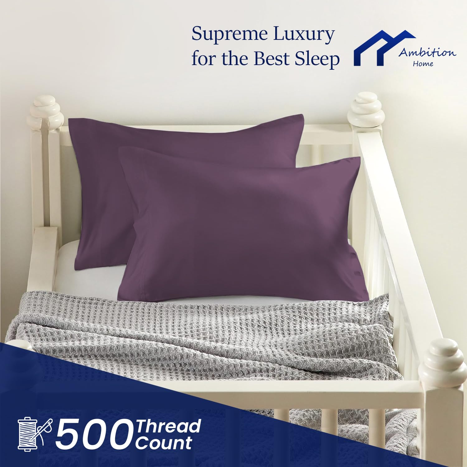 Ambition Home Egyptian cotton 500TC close-up shows smooth, durable weave.