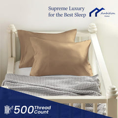 Ambition Home 500-thread-count Egyptian cotton pillowcase, durable and lustrous.