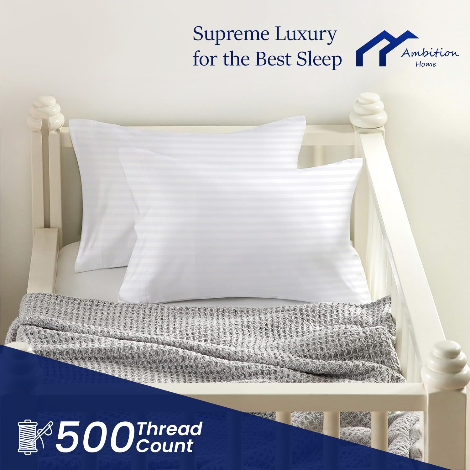 Luxuriously soft Egyptian cotton 500TC pillowcase for comfortable nights.