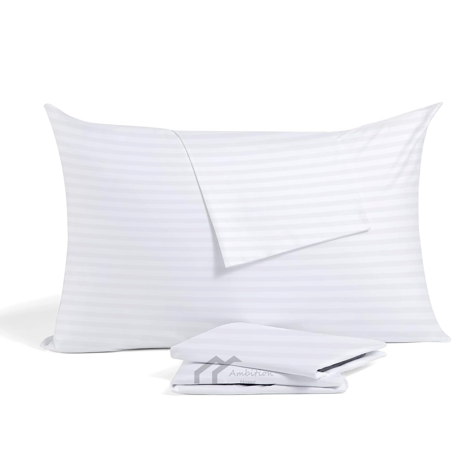 Ambition Home youth pillow case 16x22 with white stripes and zipper closure.