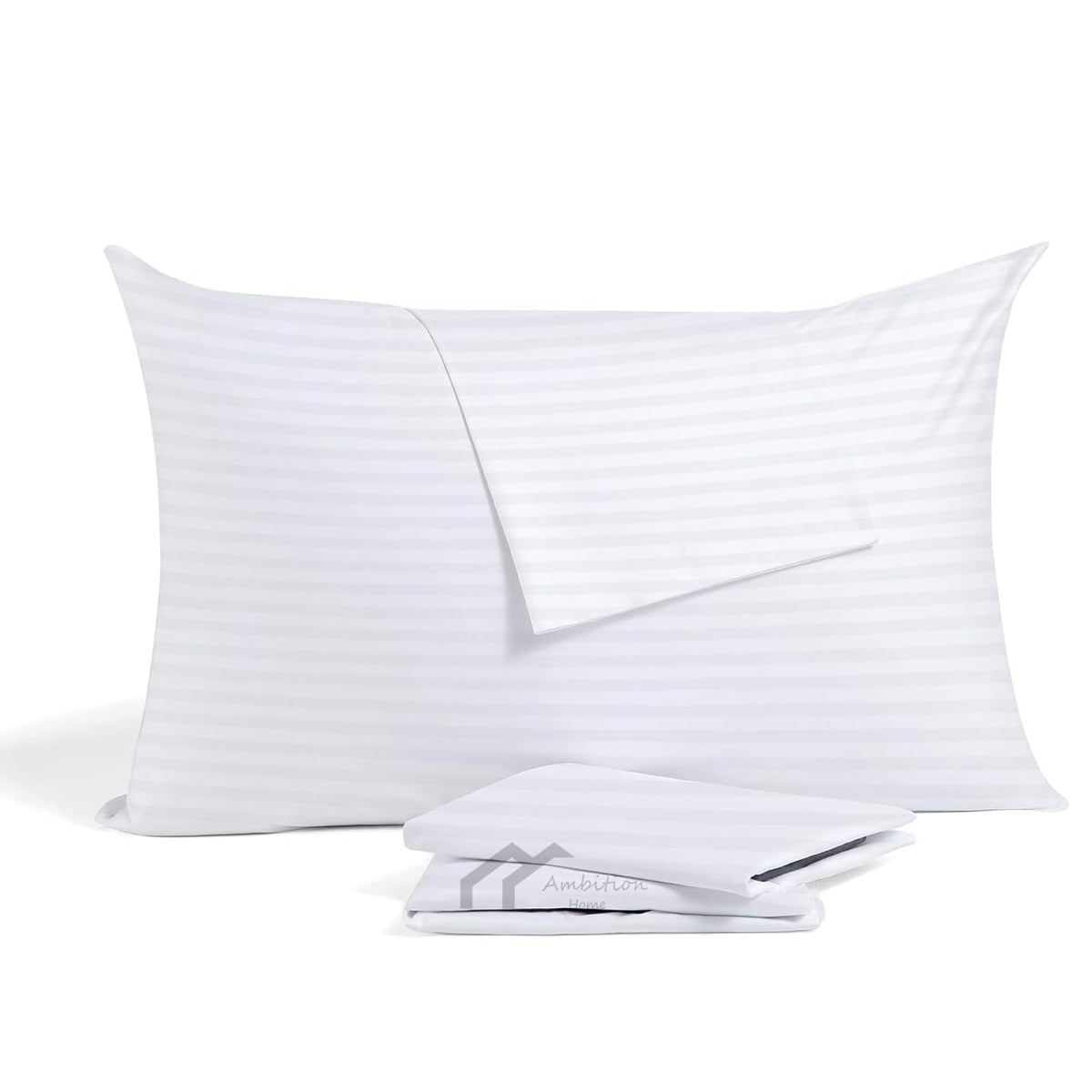 Ambition Home youth pillow case 16x22 with white stripes and zipper closure.
