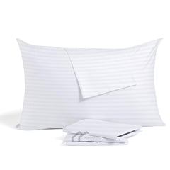 Ambition Home youth pillow case 16x22 with white stripes and zipper closure.