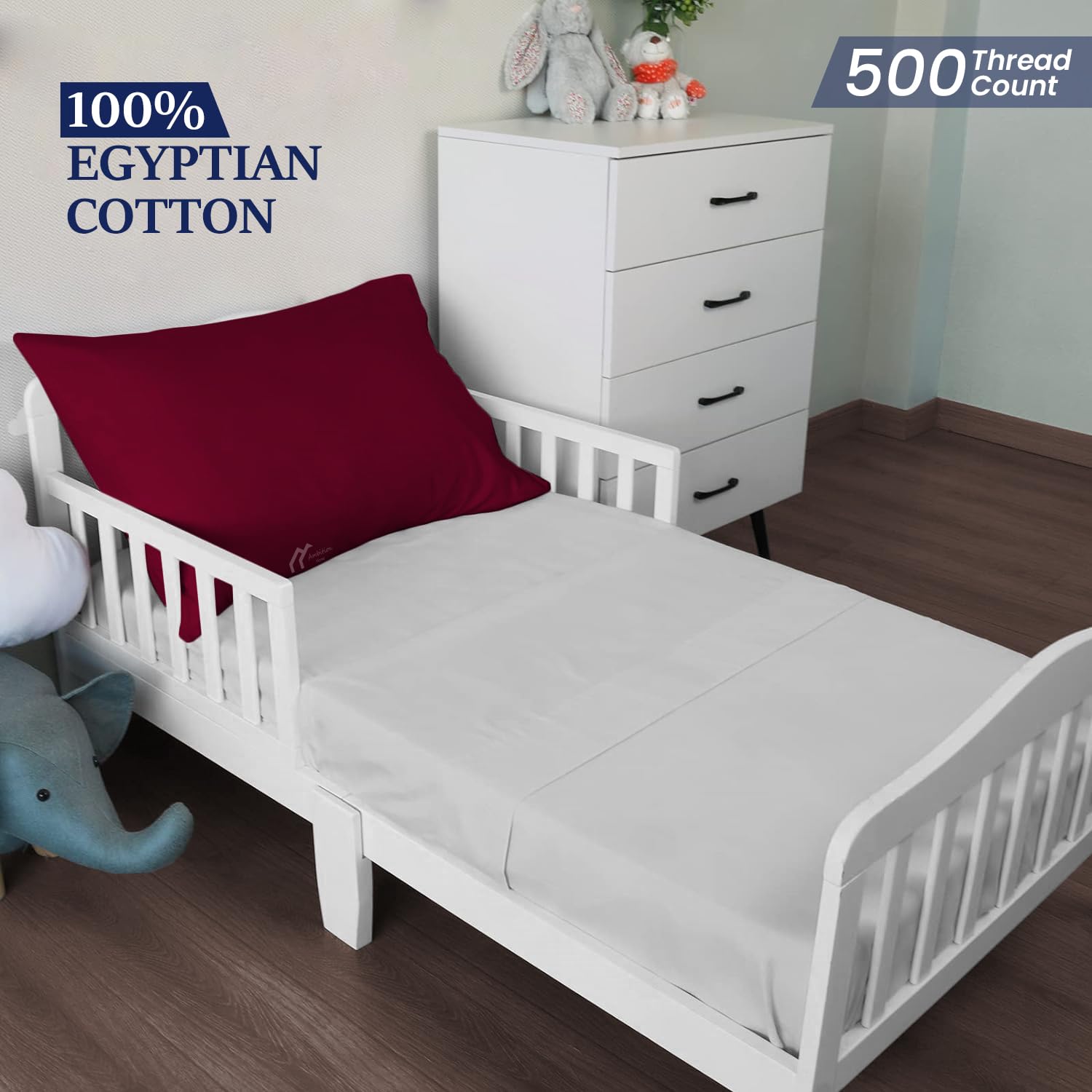 Ambition Home Youth Pillowcase Burgundy folded for neat storage.