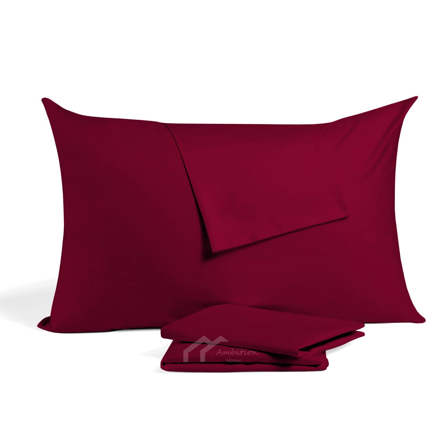 Ambition Home Youth Pillowcase Burgundy zipper close-up showing luxury Egyptian cotton softness.