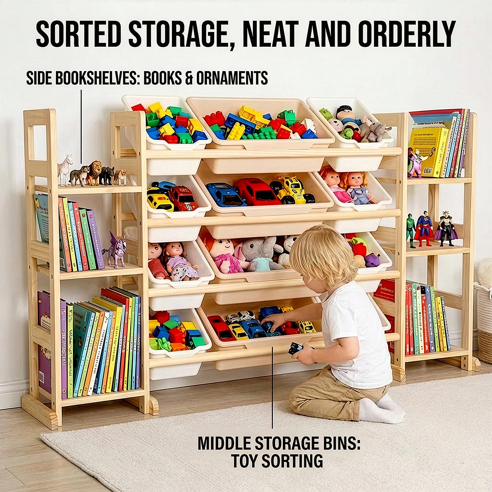 Amdermi solid pine wood construction blends durability with style