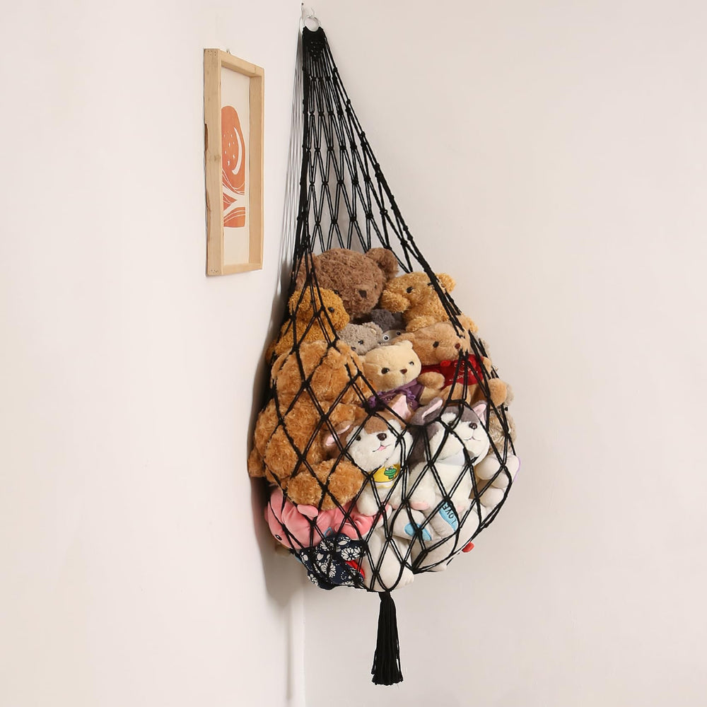 Amdermi stuffed animal hammock corner net for space-saving toy storage in small rooms