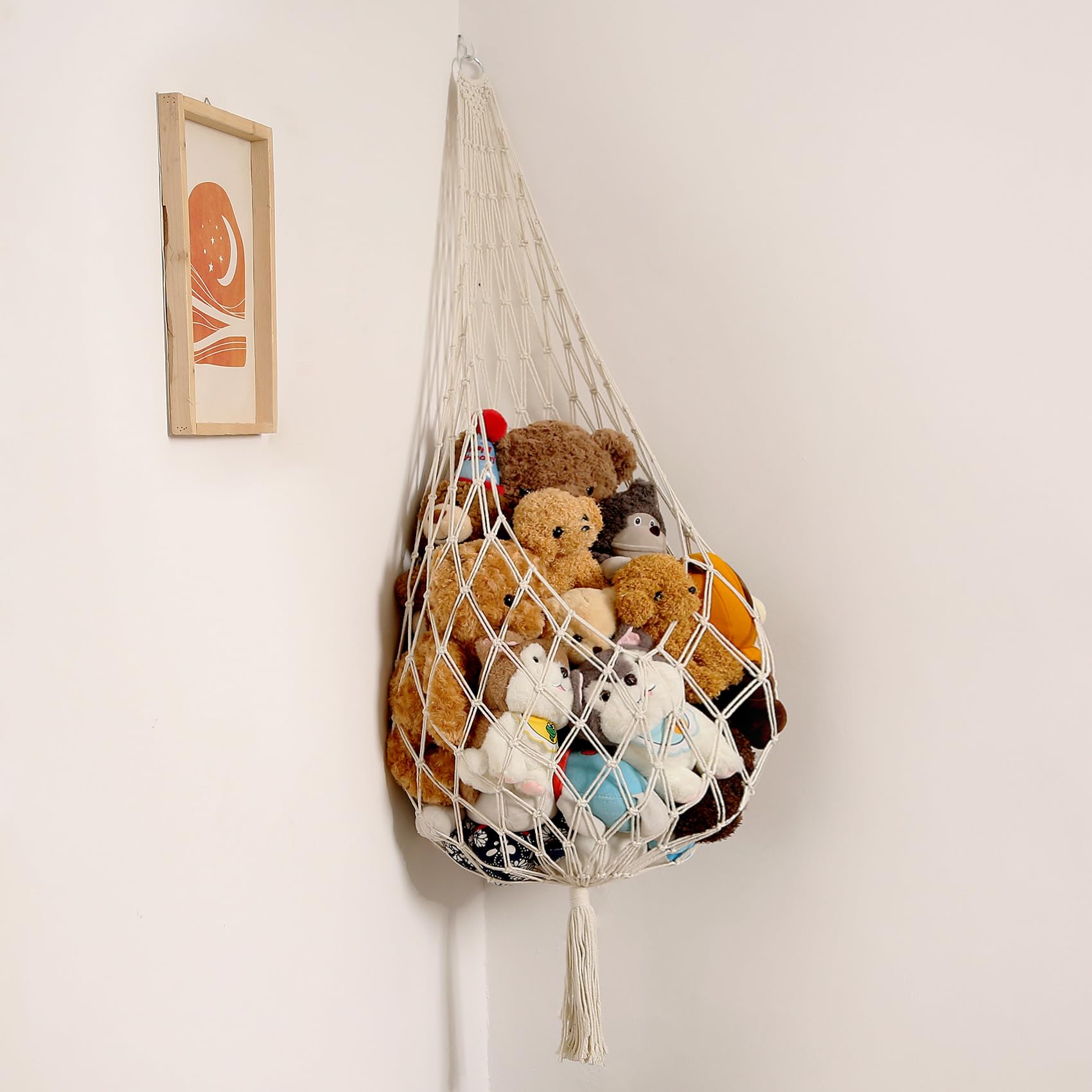 Amdermi stuffed animal hammock in cream save space in small rooms
