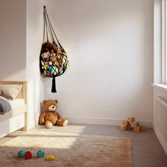 Soft cotton rope construction provides durable, cozy storage for toys.
