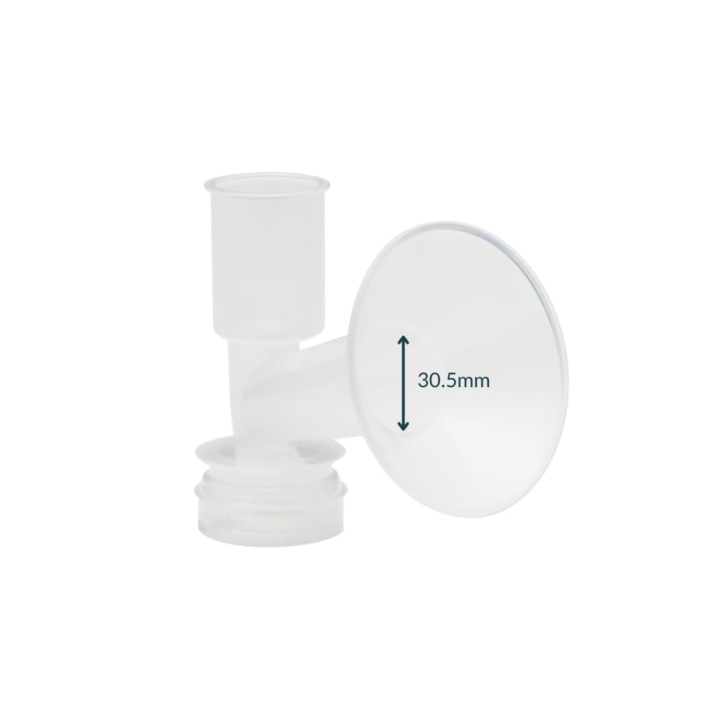 Ameda CustomFit 30-5mm large flange closeup promotes comfortable pumping.