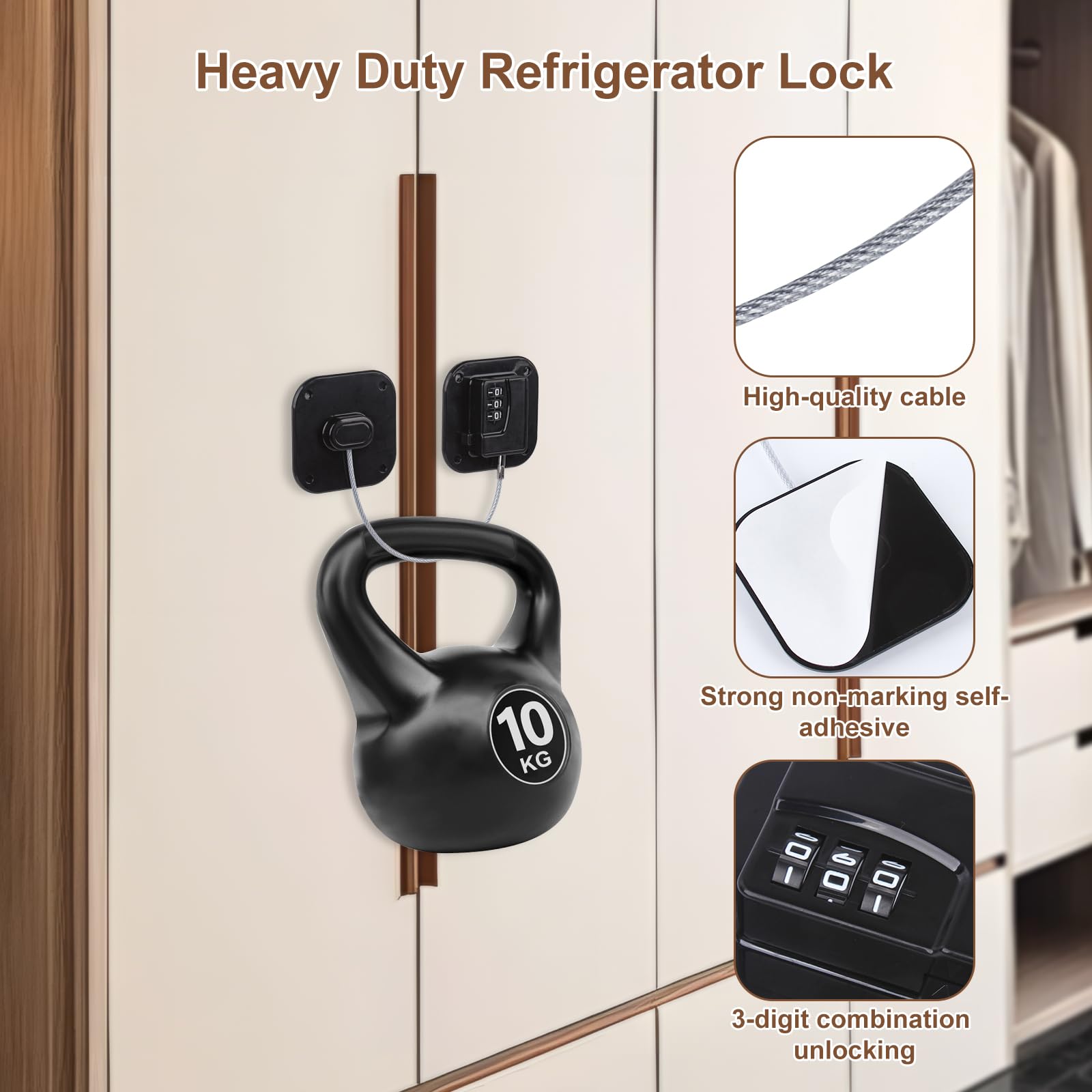 AMEITECH lock on fridge door offers durable, daily-use security.