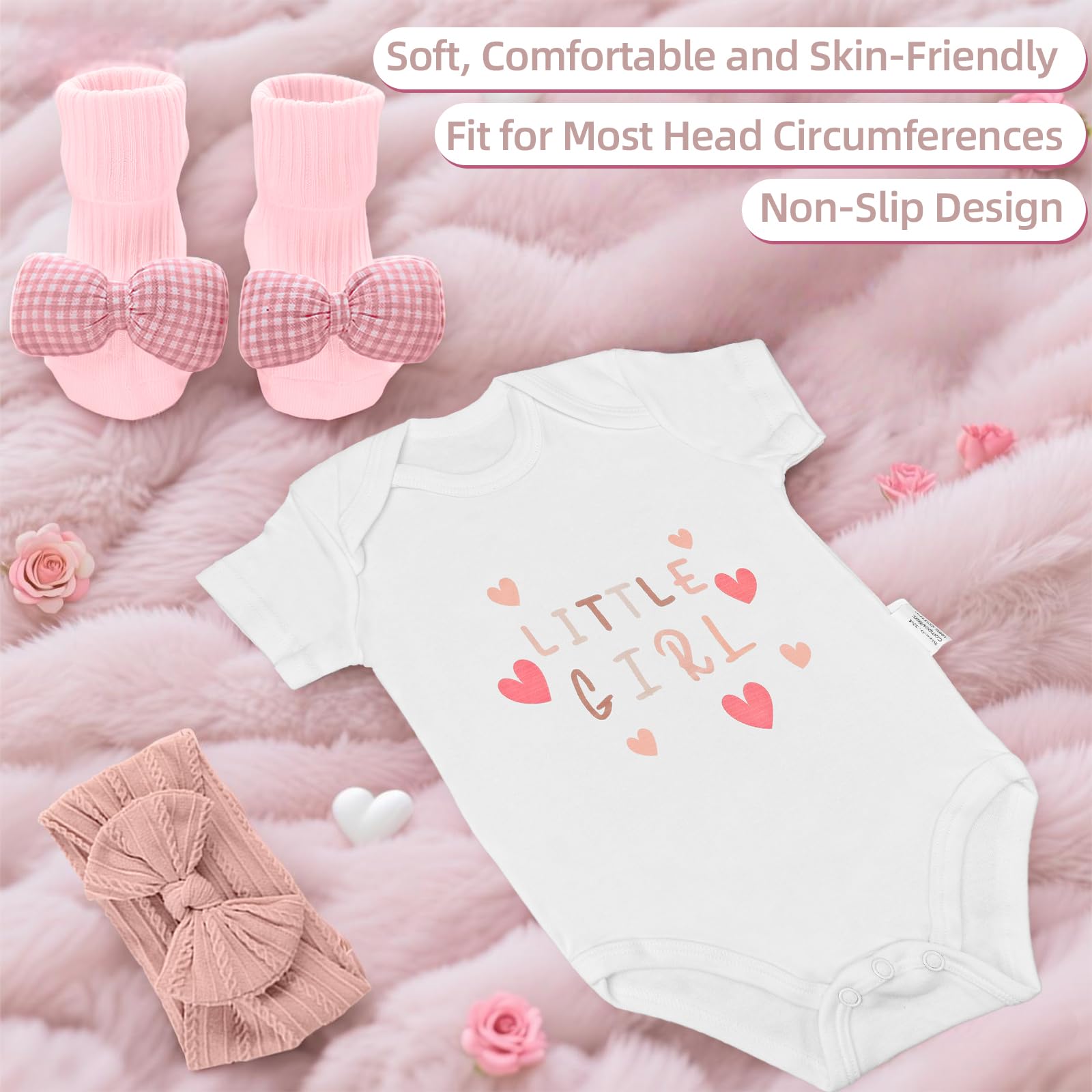 Amgkonp pink headband with bow, cute accessory for photos.