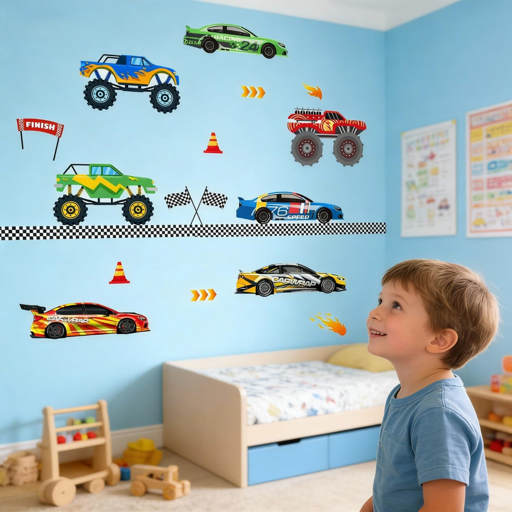 Amimagen 3D racing car wall art sparks imagination during play.