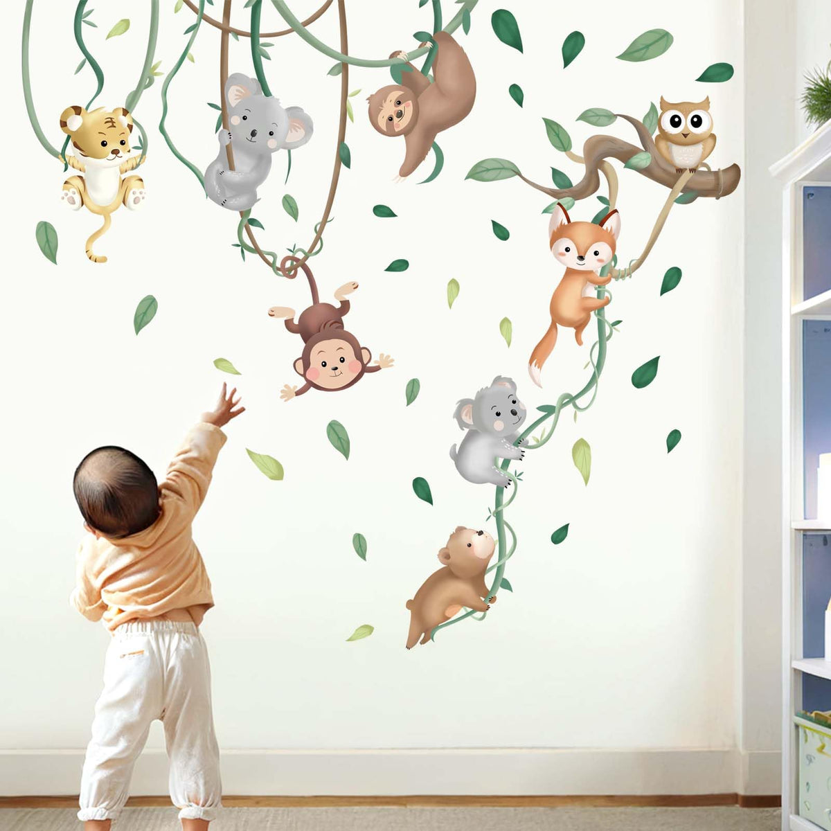 Amimagen baby animals wall stickers fox scene for nursery walls, easy to apply.