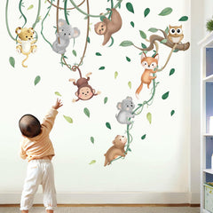 Amimagen baby animals wall stickers fox scene for nursery walls, easy to apply.