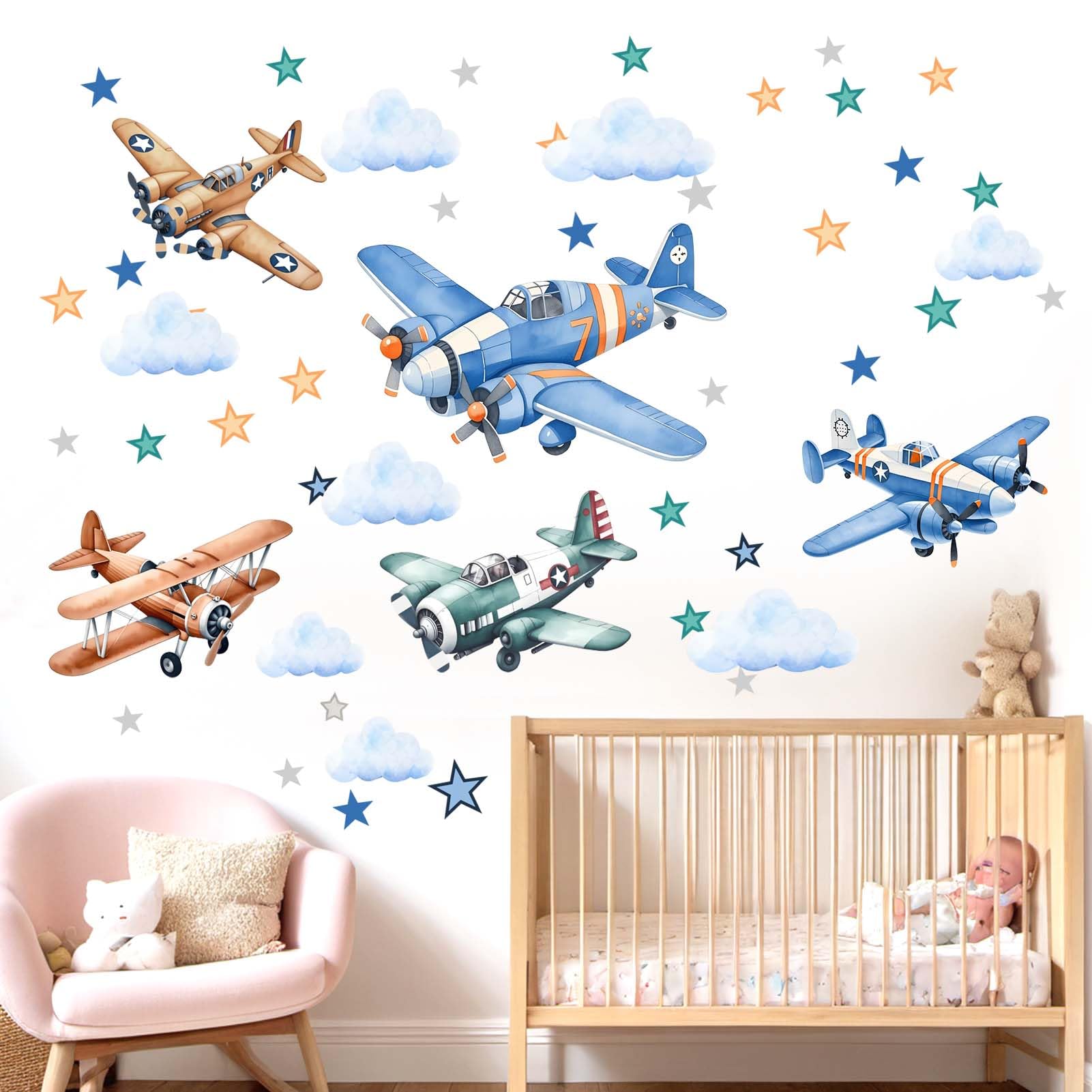 Amimagen baby nursery wall decals create a cheerful, kid-friendly space.