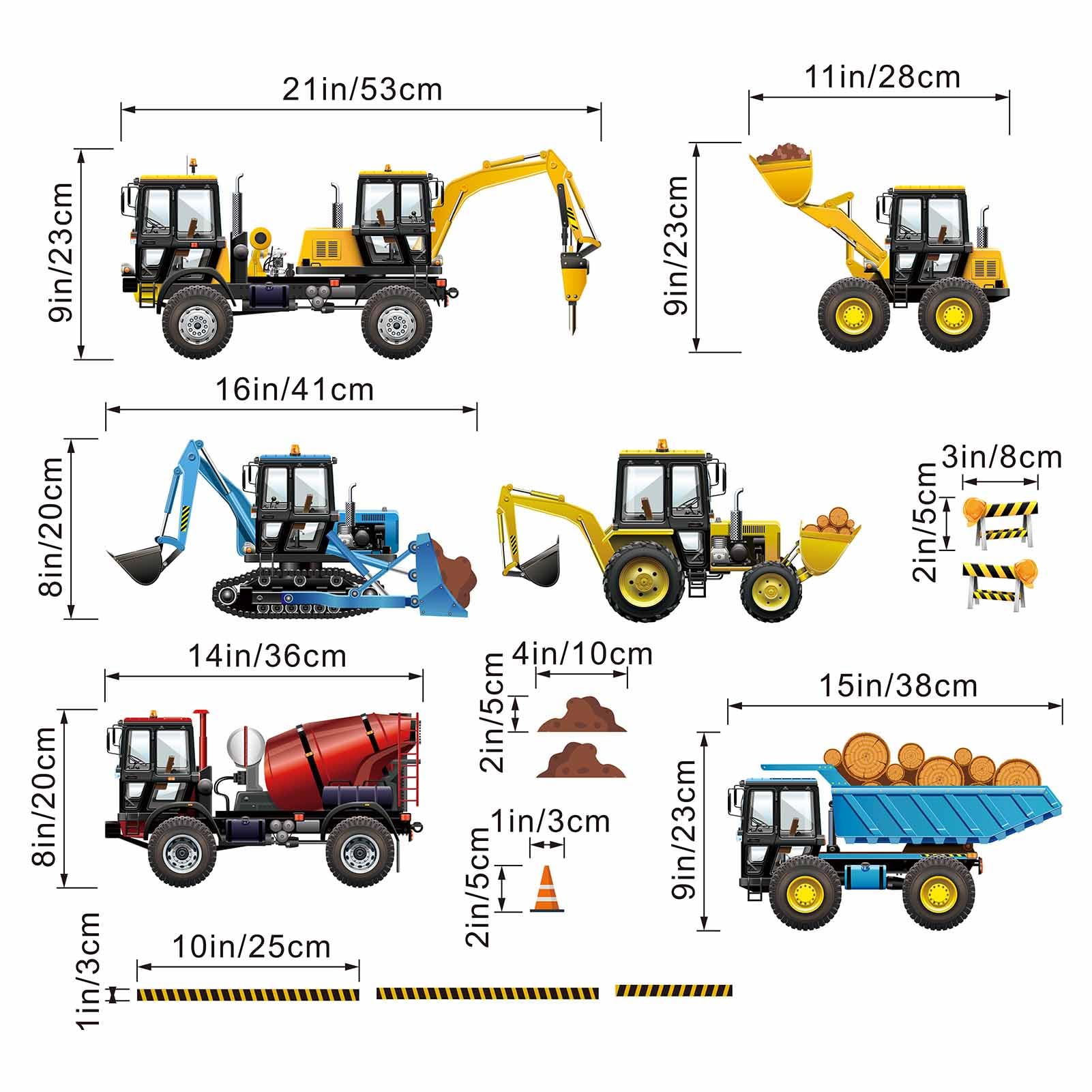 Amimagen bulldozer wall decal introduces vivid color with residue-free removal.