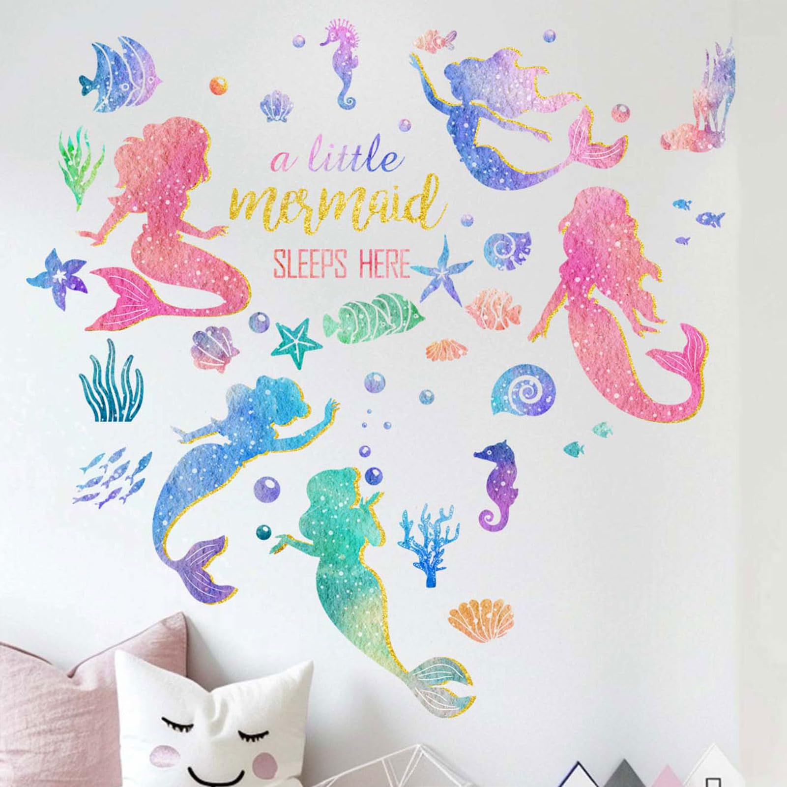 Amimagen daycare mermaid wall decor offers durable, water resistant art for shared spaces