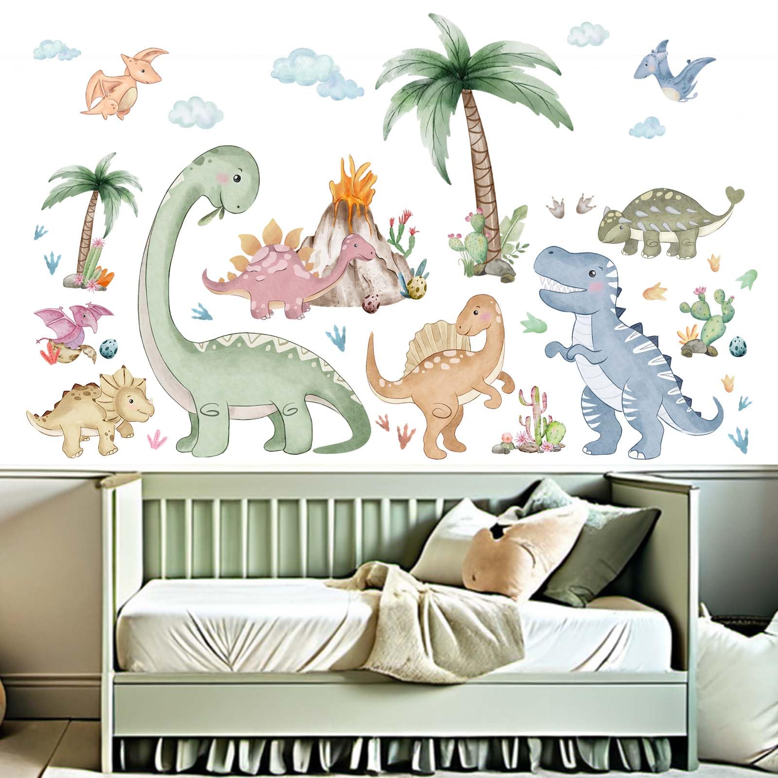 Amimagen dinosaur wall stickers—peel-stick dino decor for quick, mess-free nursery updates.