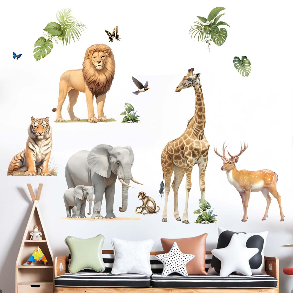 Amimagen forest animals giraffe wall sticker for playroom; vivid colors and safe PVC.
