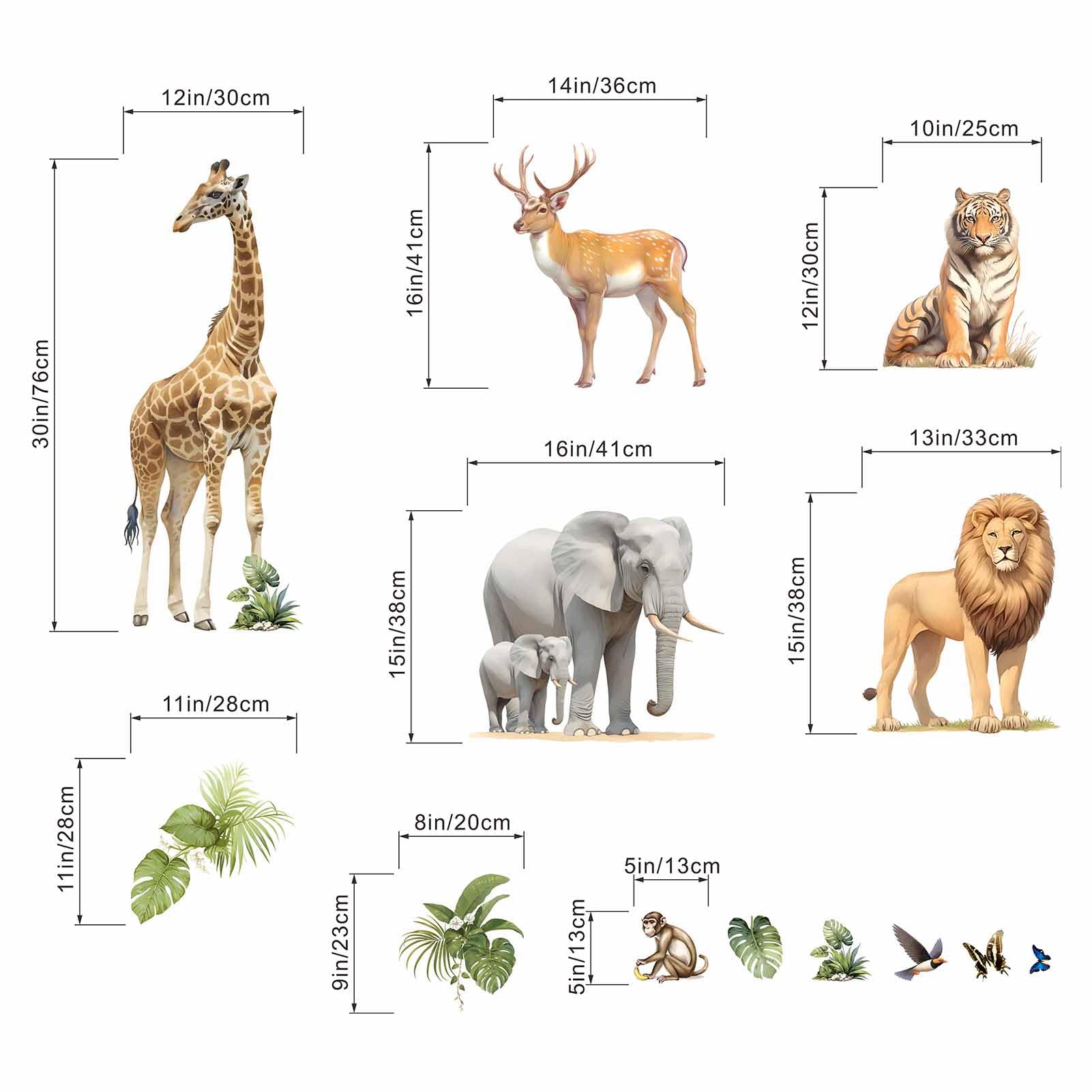 Amimagen forest animals tiger wall sticker for classroom; easy repositioning and large size.