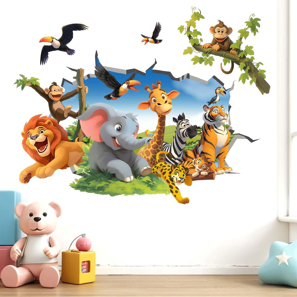 Amimagen Jungle Animals elephant wall decal creates engaging kids' room scene