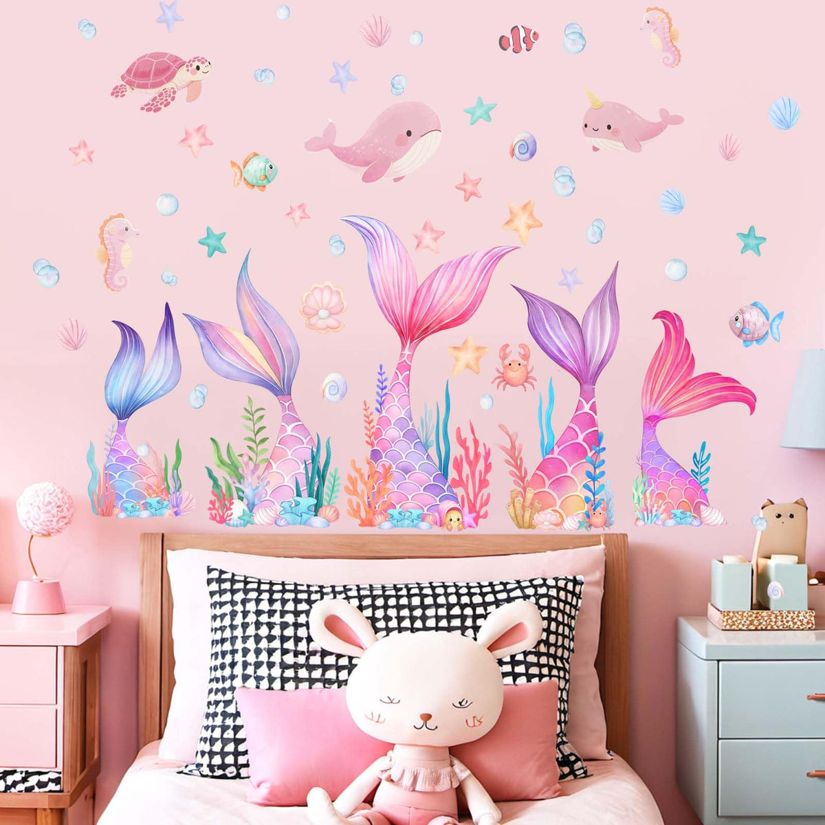Amimagen Mermaid Tail wall sticker with easy peel-and-stick application.