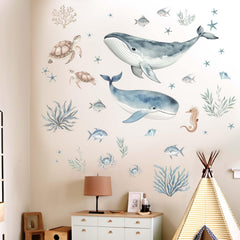 Amimagen ocean fish wall decal with coral accents for kid's room decor